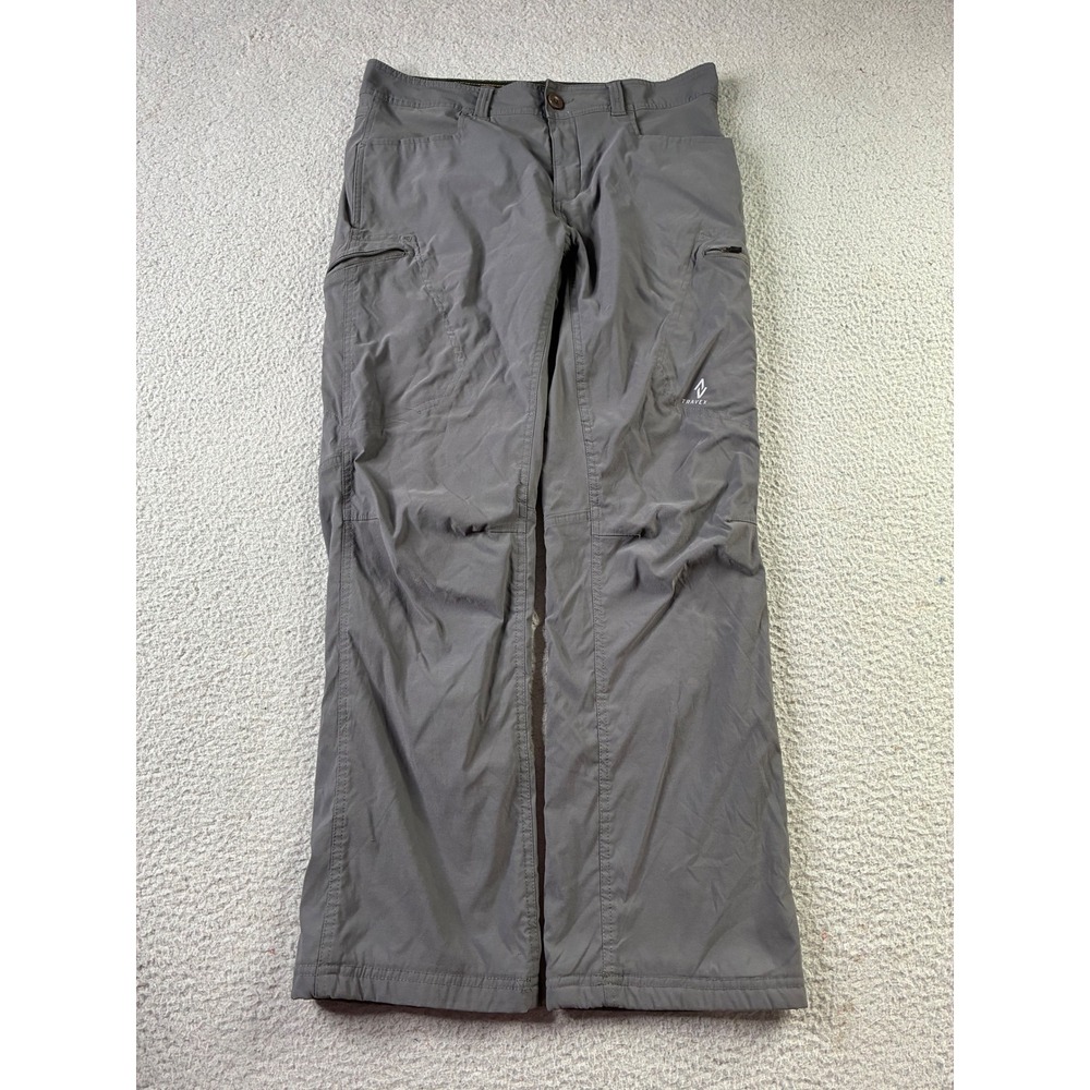 Eddie Bauer Travex Gray Fleece Lined Hiking Cargo Gorpcore Pants Mens Size 34x32